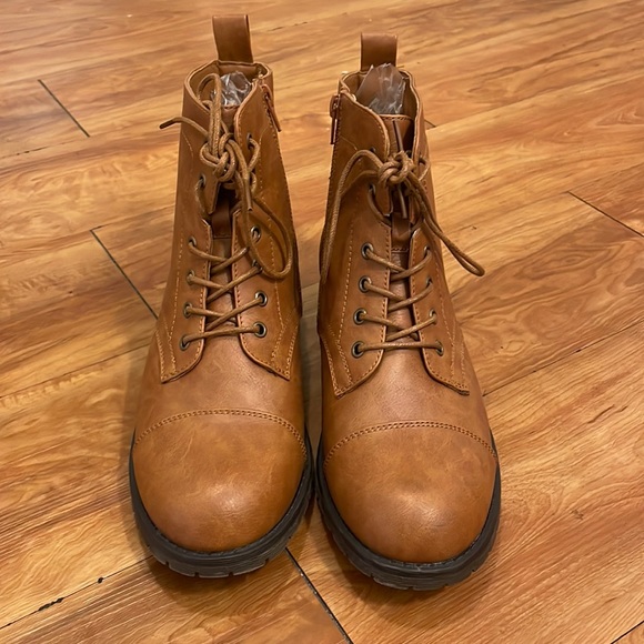 Brown faux leather Booties / Boots / Combat boots - Picture 2 of 11